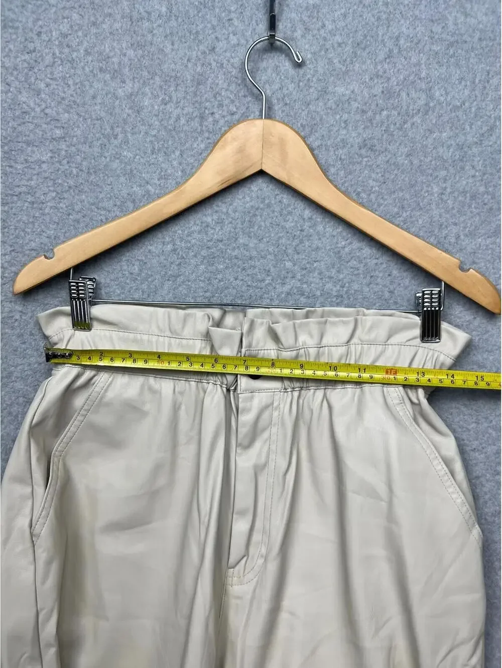 90s Zara High Waist Paper Bag Wide Leg Faux Leather Pants Womens Size 8 Oversize